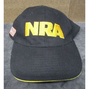 NRA Men Hat One Size Black National Rifle Association Strap Back Cap 100% Cotton